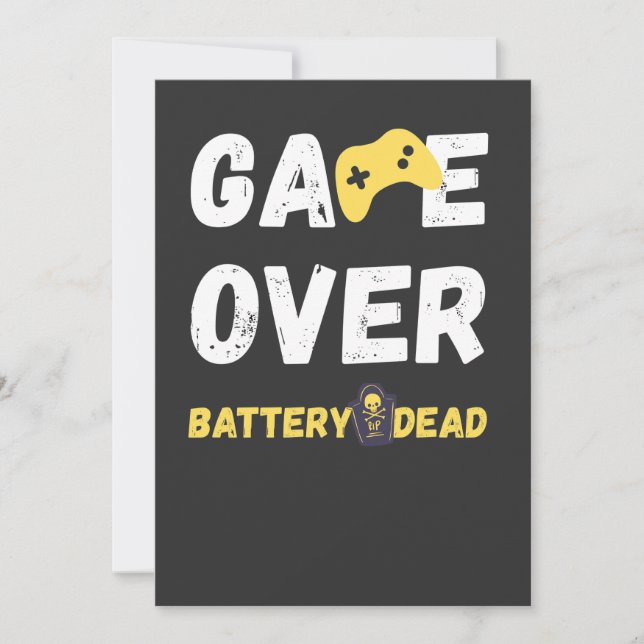 Roligt Game Over Batteri Dött Konst Inbjudningar (Framsida)