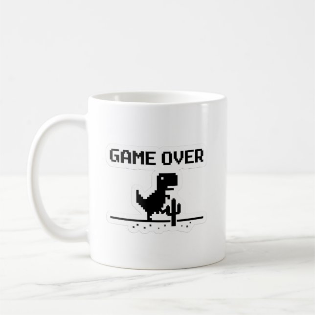 Roligt Game Over Pixel Dinosaur Ingen Internet  Kaffemugg (Vänster)