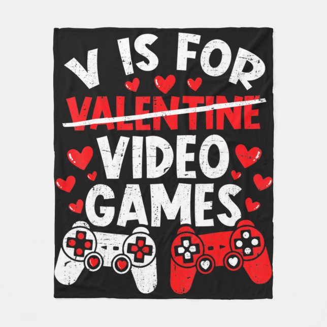 Roligt Gamer Valentines day Boys Vis för videospel Fleecefilt (Framsidan)