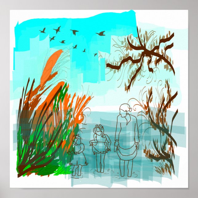 Roligt gånger med Grandma-Contemporary utomhus-vy Poster (Framsidan)