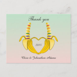 Roligt Gay Banana Heart Bröllop Tack Vykort