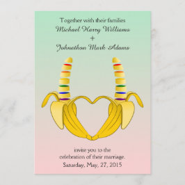 Roligt Gay Banana Heart Wedding bjudande Inbjudningar