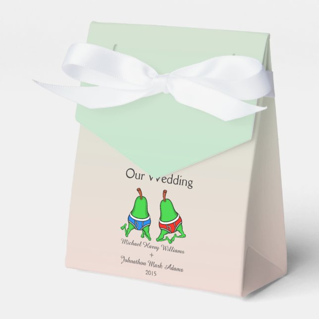 Roligt Gay Pair eller Pears Wedding Favor Presentaskar (Framsidan Sidan)
