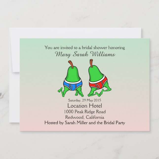 Roligt Gay Pear Inbjudningskort för möhippan (Framsida)