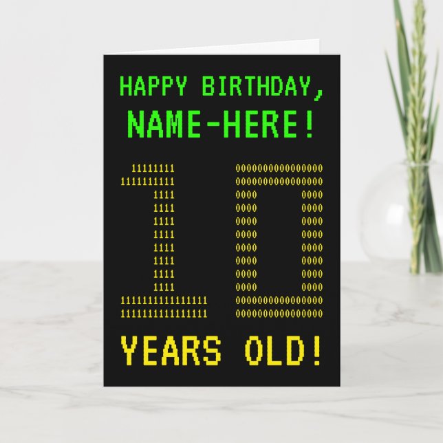 Roligt, Geeky, Nerdy "10 ÅR GAMLA!" Födelsedagskor Kort (Framsida)