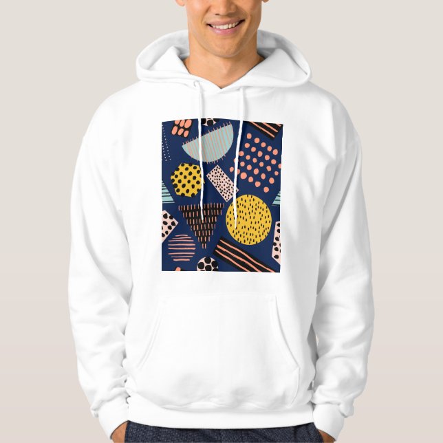 Roligt Geometri: Abstrakt Multifärgad Mönster Hoodie (Framsida)
