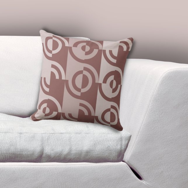 Roligt Geometric Circular Fragments Brown Kudde (Fun Geometric Circular Fragments Brown Throw Pillow, Living Room)