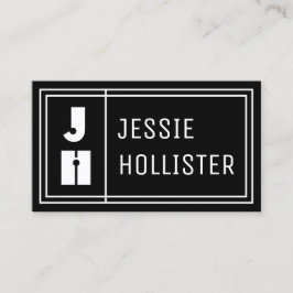 Roligt Geometric Modern Initialer & Namn | Svart Visitkort