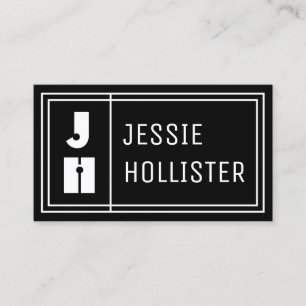 Roligt Geometric Modern Initialer & Namn   Svart Visitkort
