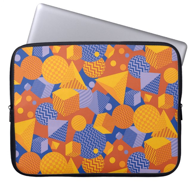 Roligt Geometric Orange Violet Mönster Laptop Fodral (Framsidan)
