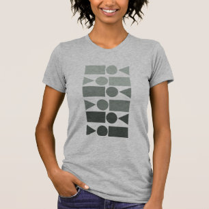 Roligt Geometric Shapes Design in Grått Ombre T Shirt