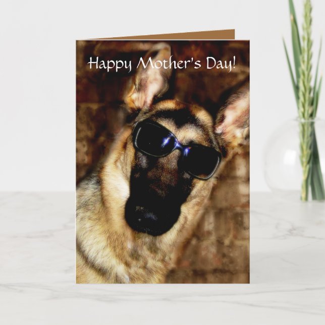 Roligt German Shepherd Mors dag Card Kort (Framsida)
