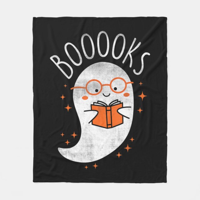 Roligt Ghost Bok läser Halloween Cute Teacher Top Fleecefilt (Framsidan)