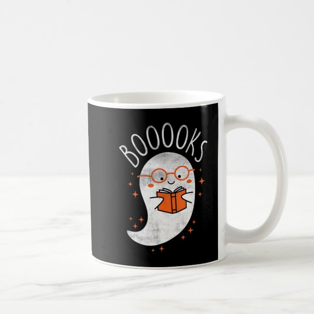 Roligt Ghost Bok läser Halloween Cute Teacher Top Kaffemugg (Höger)
