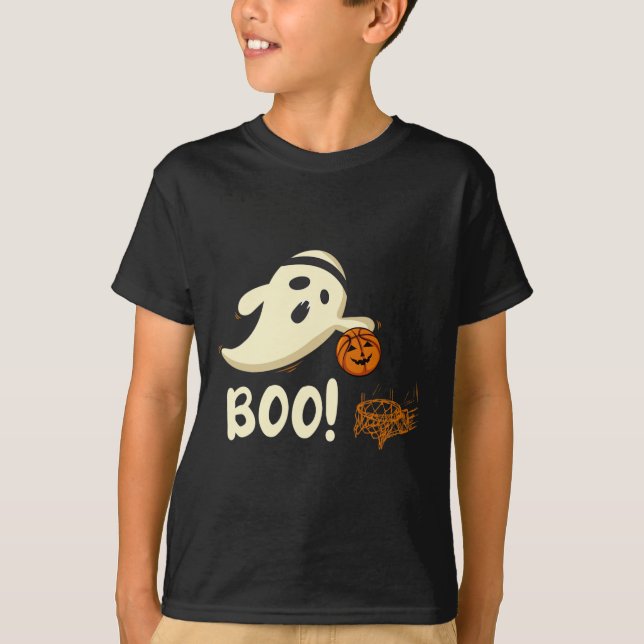 Roligt Ghost Player Boo Bysketbyll Halloween Costu T Shirt (Framsida)