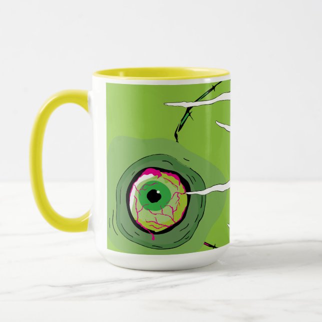 Roligt Ghoulishly Zombie Eyeball Puddles Scratched Mugg (Vänster)