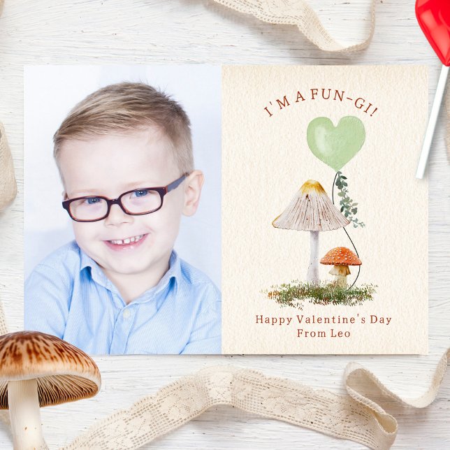 Roligt-gi Mushroom Valentine Pun Photo Kort (Skapare uppladdad)