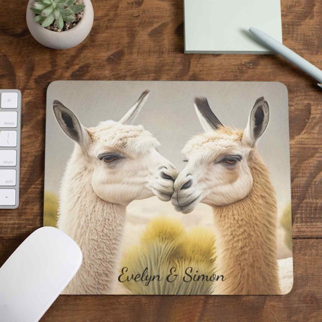 Roligt Gift for Par Engaged Kissing Llamas Musmatta (Skapare uppladdad)