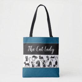 Roligt Gift! Katt Dam Whimsical Tote Tygkasse