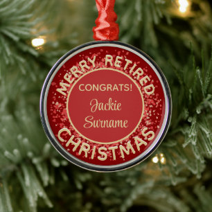 Roligt Gift! Merry Retrött julprydnad Julgransprydnad Metall