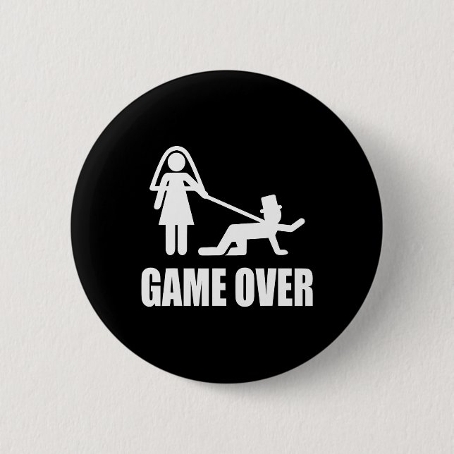 Roligt Gifta Sig Game Over Bröllop Gag Team G Knapp (Framsida)