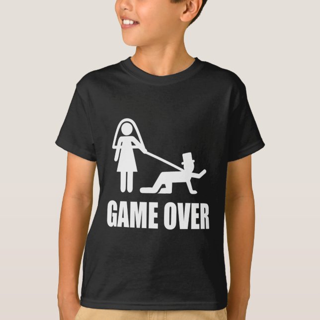 Roligt Gifta sig Game Over Bröllop Gag Team G T Shirt (Framsida)