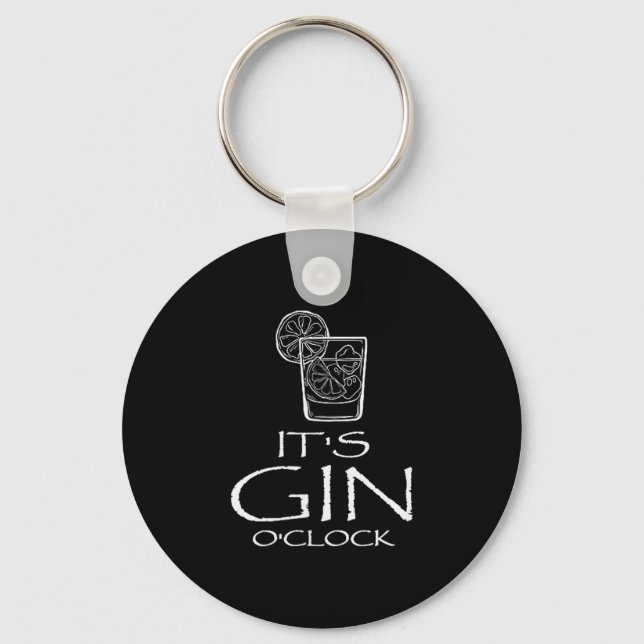 Roligt Gin Tonic Citat Oh It's Gin O'clock  Nyckelring (Framsida)