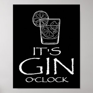 Roligt Gin Tonic Citat Oh It's Gin O'clock Poster
