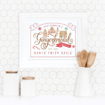 Roligt Gingerbröd Bakery Co Personlig Family Namn Poster<br><div class="desc">Perfekt helgdag dekaner biet för hembakning av familjen. Fira den magiska julhelgen för gräddning med vår anpassningsbar personlig Gingerbröd bakverk som poster. Utformningen har våra handtryckta brödhus och kakor i snögubbe, tillsammans med andra söta konfektionstrummor. En roligt candy cane ram-design med daglig gräddning, tillsammans med familjen namn och det år...</div>