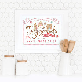 Roligt Gingerbröd Bakery Co Personlig Family Namn Poster