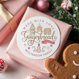 Roligt Gingerbröd Baking Co Gingerbröd House Bakin Runt Klistermärke