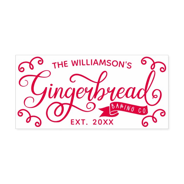Roligt Gingerbröd Baking Co Personlig Family Namn Självfärgande Stämpel (Design)