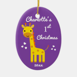 Roligt Giraffe Baby 1st First jul Gift Lila Julgransprydnad Keramik