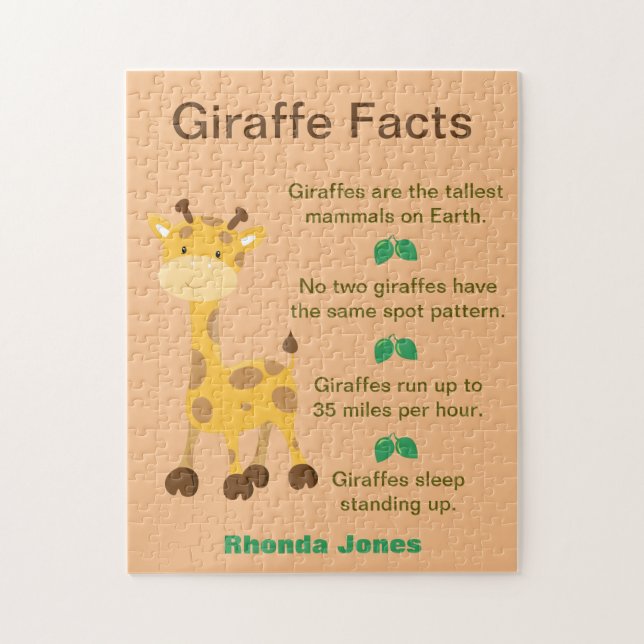 Roligt Giraffe Facts Pussel (Vertikal)