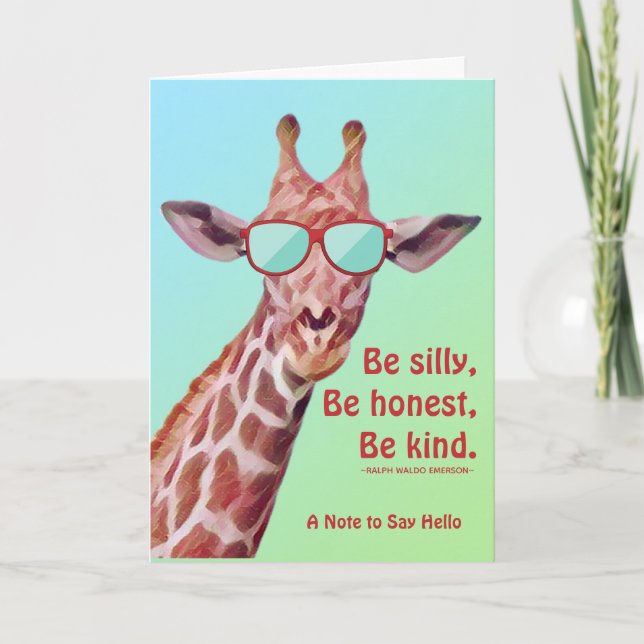 Roligt Giraffe Motivational BE Fånig Emerson Citot Kort (Framsida)
