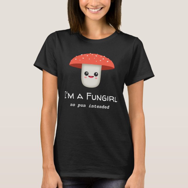 Roligt Girl Fungi Mushroom T Shirt (Framsida)