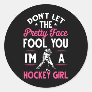 Roligt Girl Hockey Gift for Women Kids Ice Hockey  Runt Klistermärke