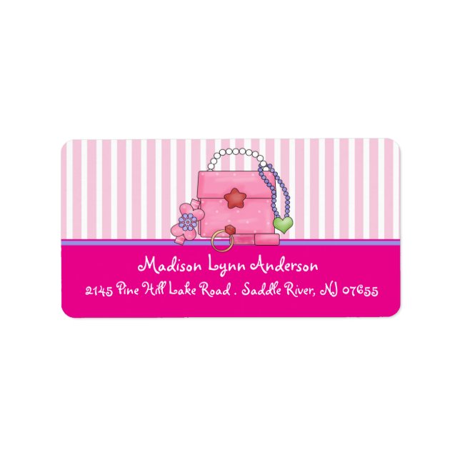 Roligt Girl Purse Returetiketter. Adressetikett (Framsidan)