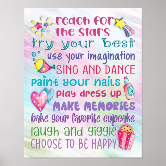 Roligt Girl's Motivational Quotes Poster - 11 x 14 (Framsidan)