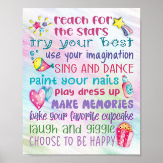Roligt Girl's Motivational Quotes Poster - 8x10