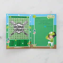 Roligt Girls Softball Ord Search Grattis på födels Kort