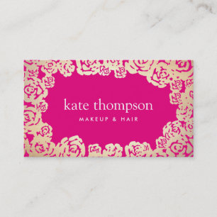 Roligt Girly Guld Ro Shock rosa Blommigt Beauty Visitkort