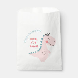 Roligt Girly Rosa Teal Dinosaur Födelsedagsfest