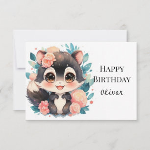 Roligt Girly Skunk Birthday Kort