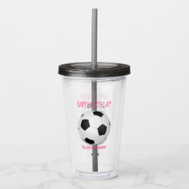 Roligt Girly Soccer Anpassningsbar Rosa Födelsedag Take Away Mugg