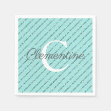 Roligt Girly Teal Blue Glitter Rand Monogram