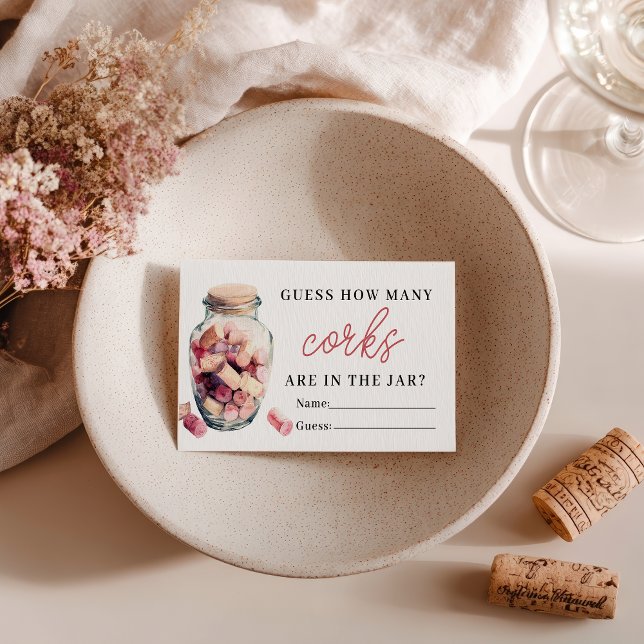 Roligt Gissa hur många korkar Bröllopsdusch spel Tilläggskort (Fun Guess How Many Corks Game Bridal Shower Enclosure Card)