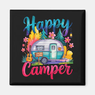 Roligt glad campingutrustning trailer husvagn barn magnet