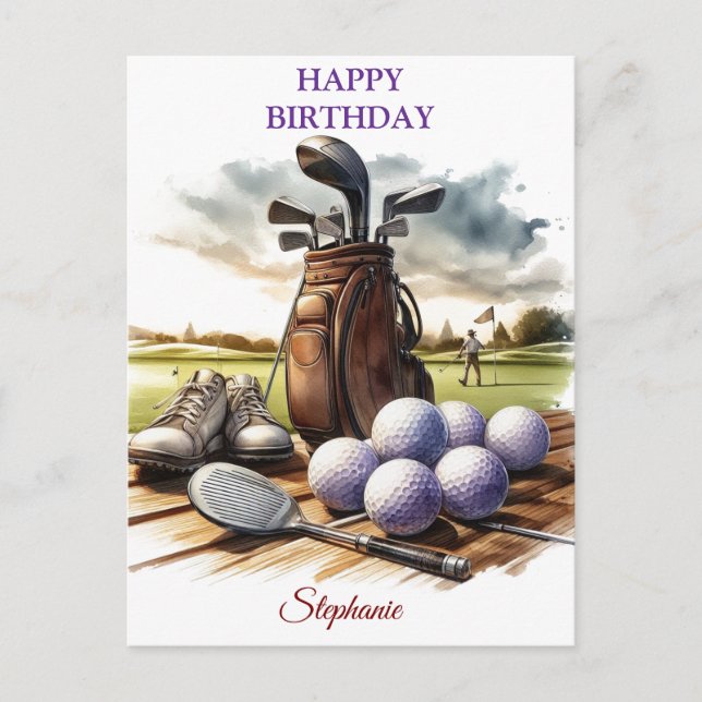Roligt Glad Födelsedag Golfbollsentusiaster Vykort (Framsida)