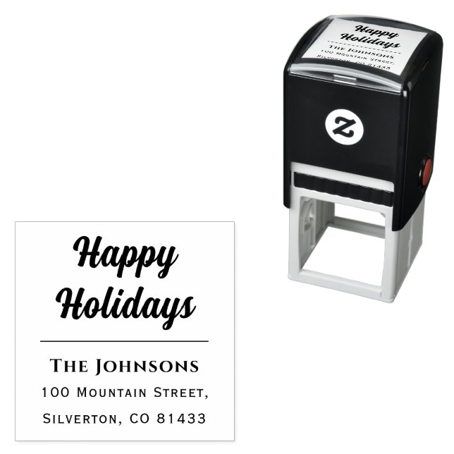 Roligt Glad helg Family Namn Text Returadress Självfärgande Stämpel (In Situ)